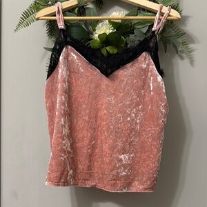 ✨MIDWEST PRINCESS✨ Velvet Pink Cami Top with Black Lace Trim Size XXL